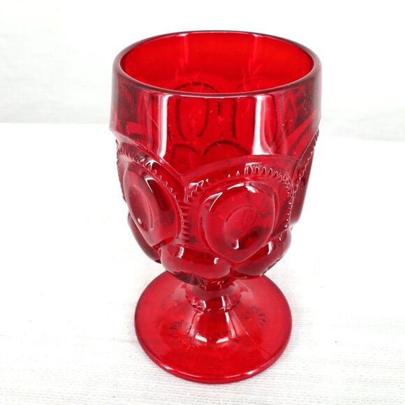 LE Smith Moon and Stars 5 Wine Glasses Goblets Amberina Ruby Red 4 1/2" Tall - Picture 9 of 9